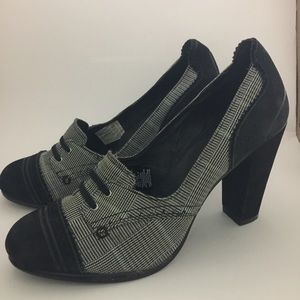 Diesel Cap Toe  Chunky Heel Plaid Black 8.5 Retro