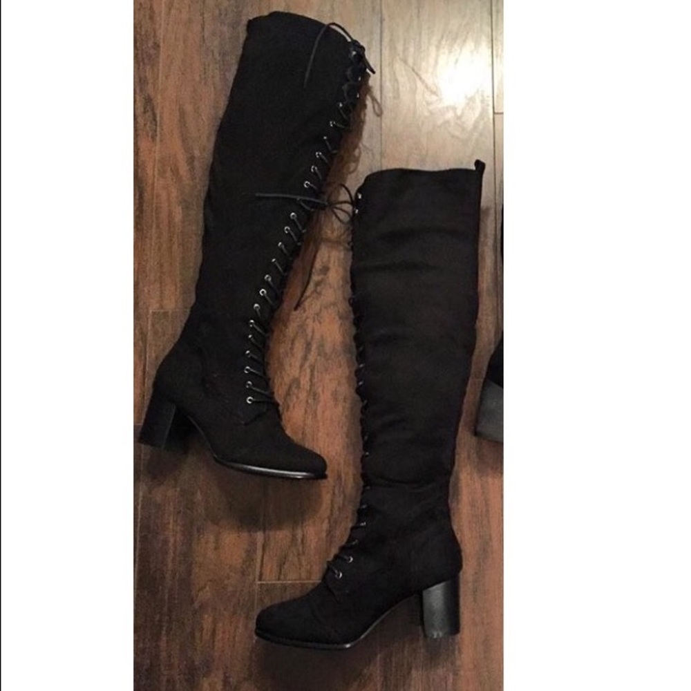 Over the knee lace up boots 👢
