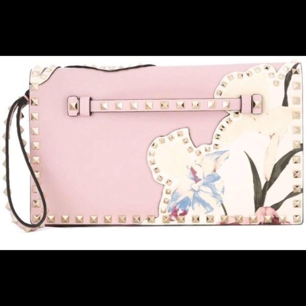 Valentino rockstud floral clutch