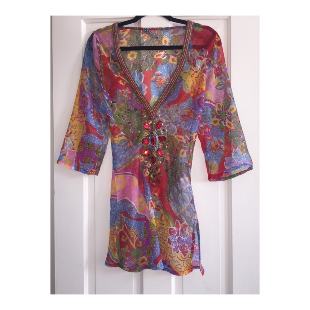 Jeweled Beaded Sheer Top! GORGEOUS!