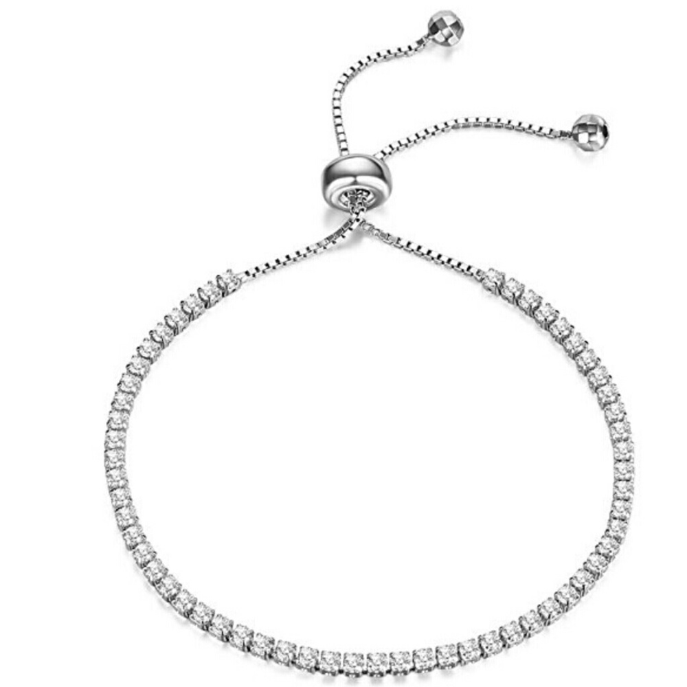 Sterling silver & CZ adjustable bracelet