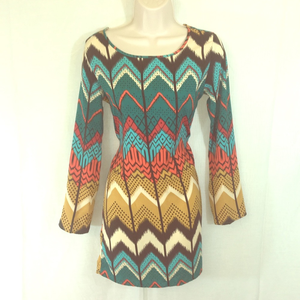 Bright Chevron Dress-M