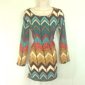 Bright Chevron Dress-M