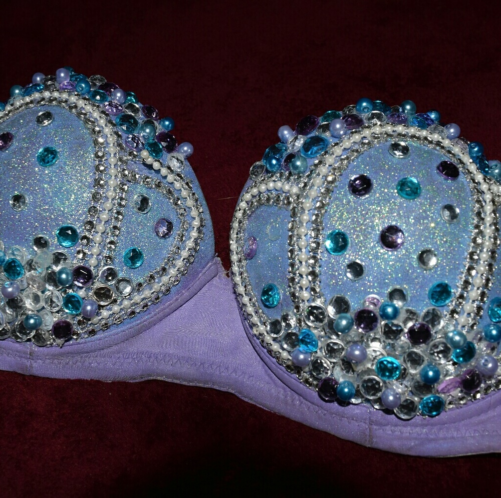 MERMAID rave bra! Purple top w/ rhinestones
