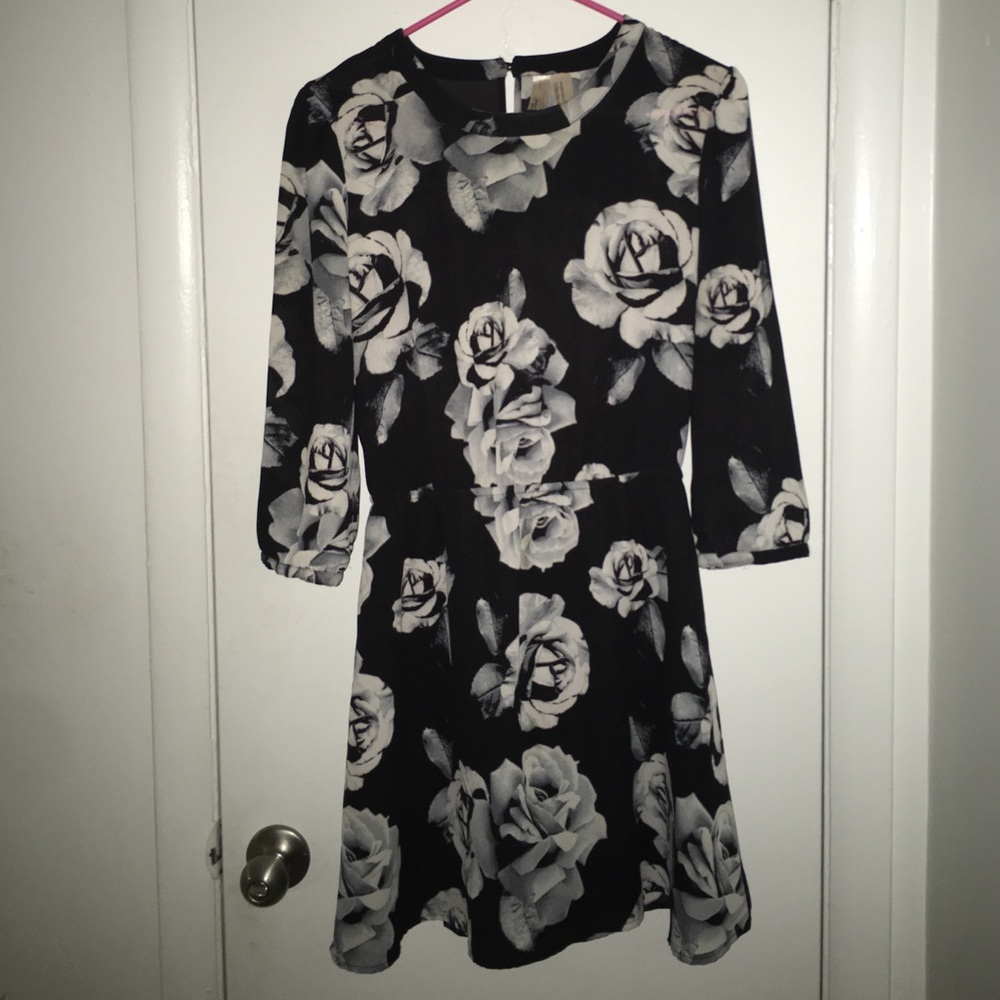 Black and white floral dress