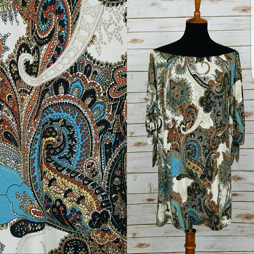 🛍 SIZE SMALL - PAISLEY "OFF THE SHOULDER" DRESS - Picture 4 of 4