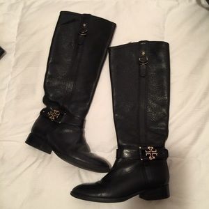 Black leather Tory Burch boots - size 7