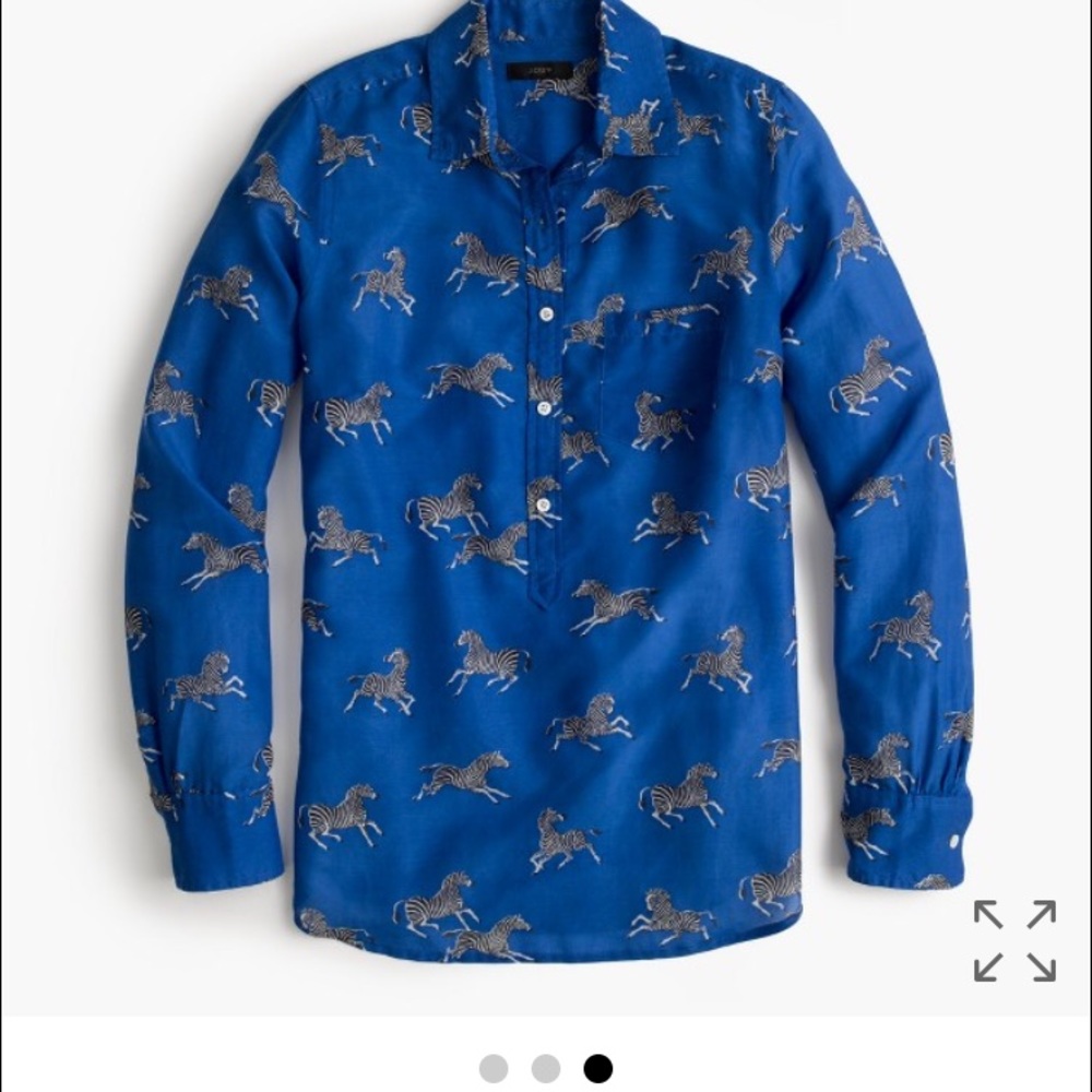 J crew classic popover in zebra print.