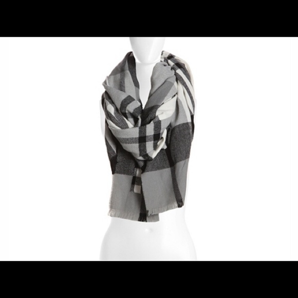 Warm, Cozy Cape Scarf - Black, White, & Gray Plaid