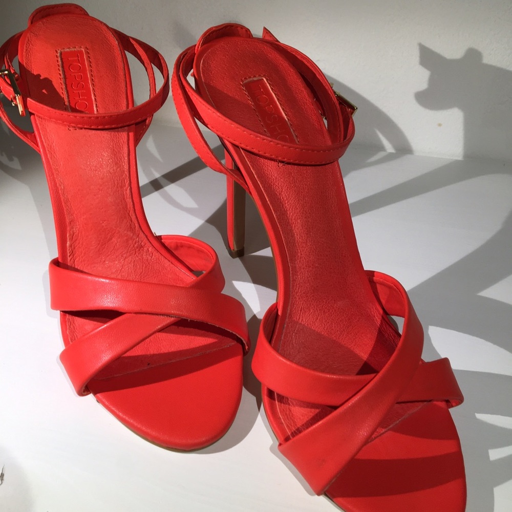 Topshop Coral Cross Front Sandals