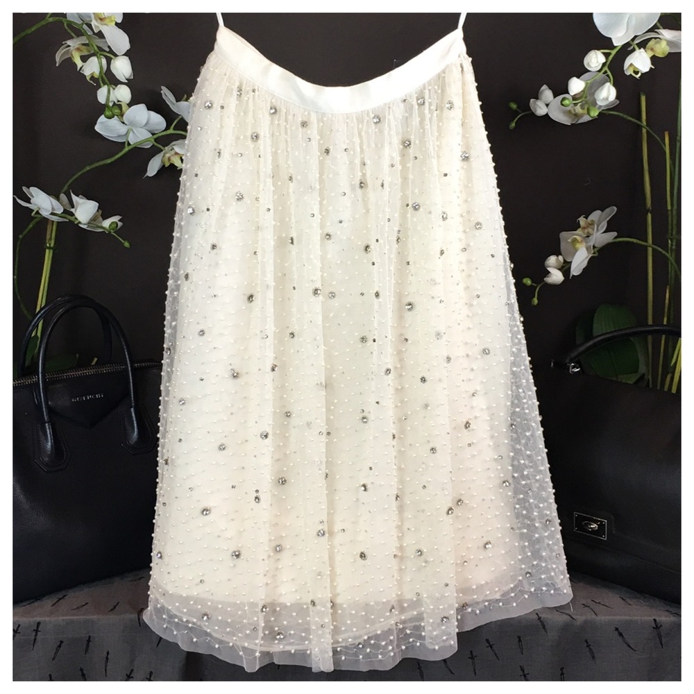 Alice  + Olivia Embellished Tulle Cream Skirt - Picture 6 of 8