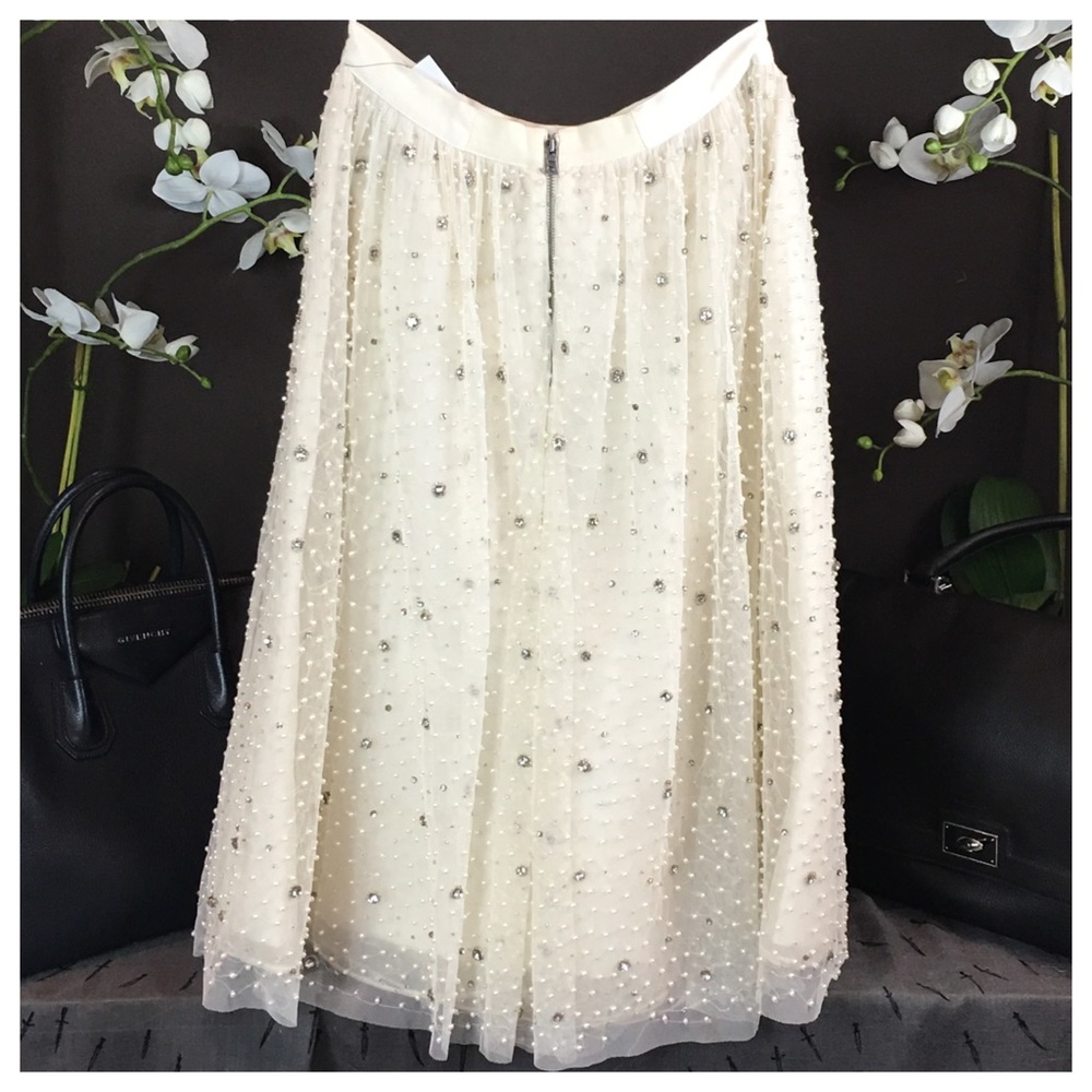 Alice  + Olivia Embellished Tulle Cream Skirt - Picture 7 of 8