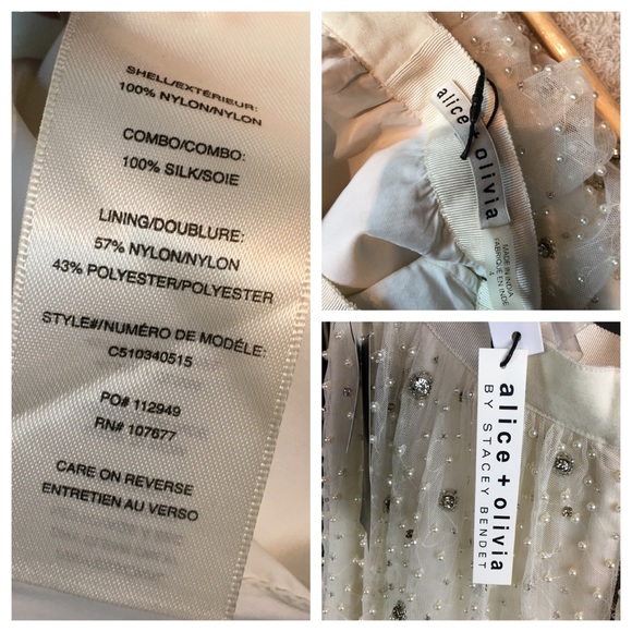 Alice + Olivia Embellished Tulle Cream Skirt - Picture 4 of 8