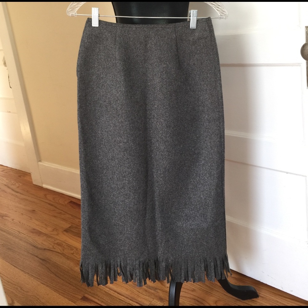 United Colors of Benetton Grey Long Fringe Skirt