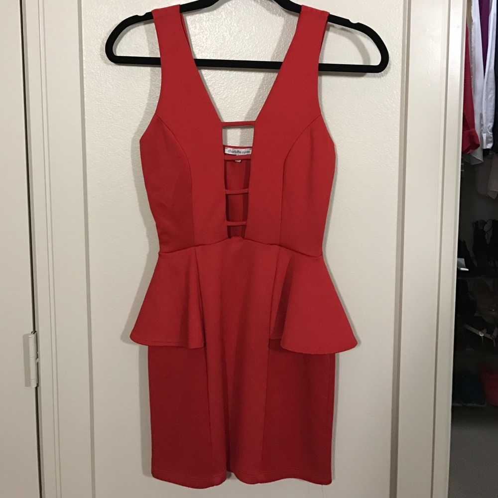 CHARLOTTE RUSSE Lace-Up Red Mini Dress - Like New