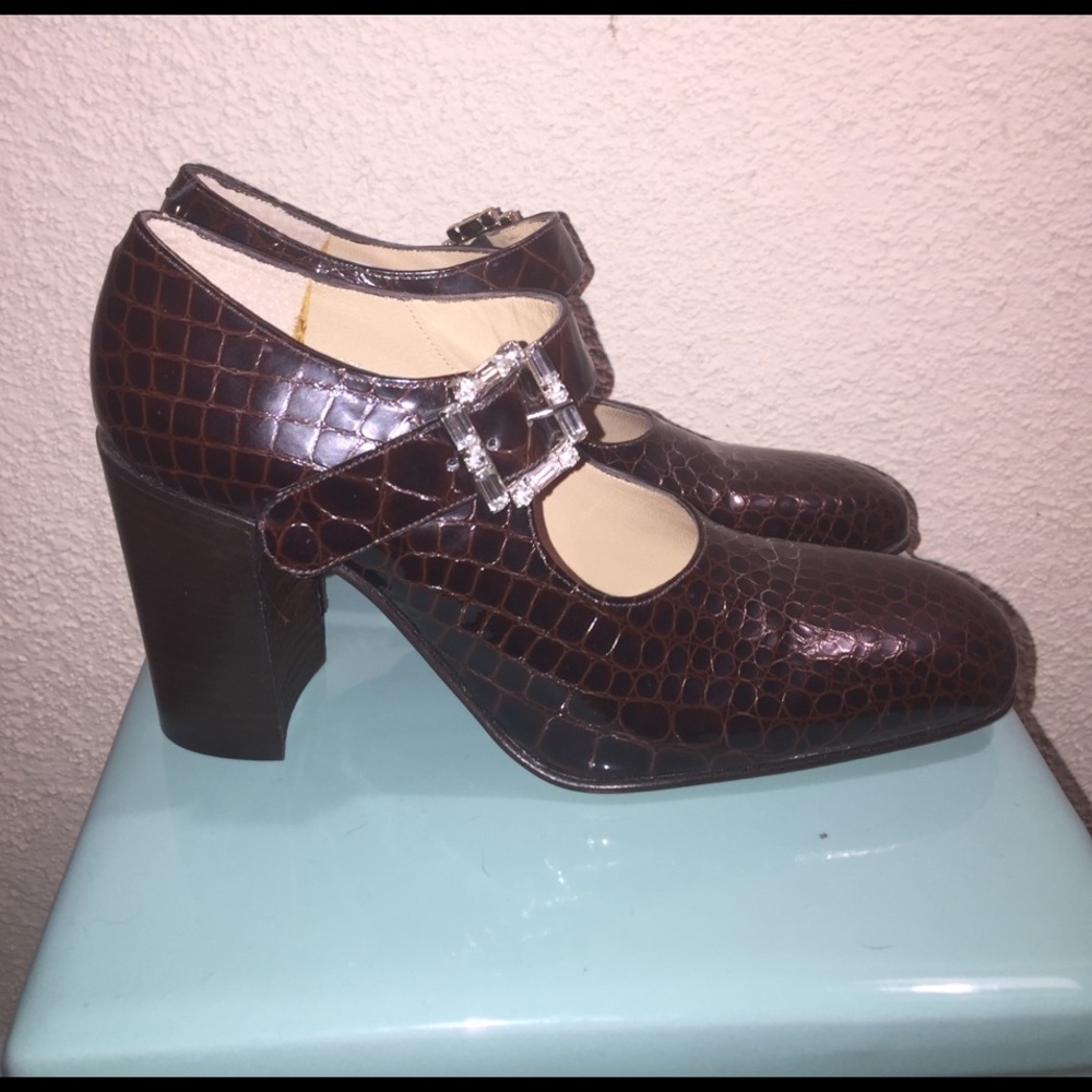 Brown Snakeskin Heel Shoes