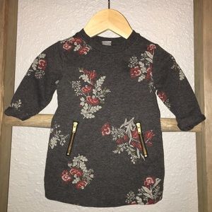 Old Navy Charcoal Floral Dress - 3-6 Months