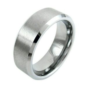 Tungsten carbide ring wedding band polished edges