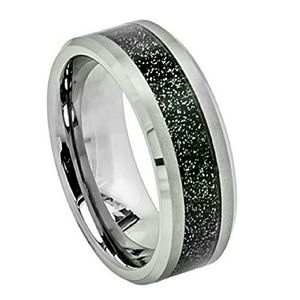 Tungsten carbide ring wedding black glitter