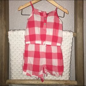 Carter's Red Plaid Romper - 12 Months