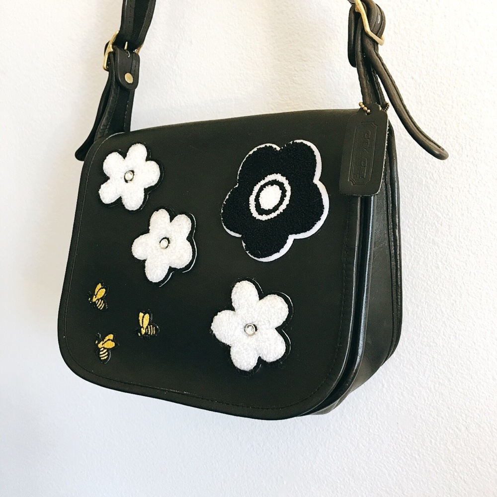 Vintage Coach Custom Patched Flap Crossbody Bag