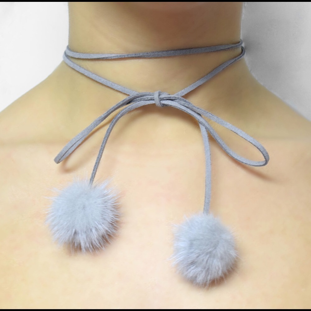 Double Fur Pom Pom Choker