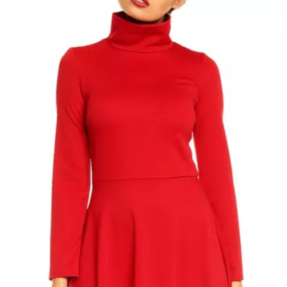 ▫️X-Mas▫️ Cozy Mini Red Fit Flare Dress - Picture 2 of 4