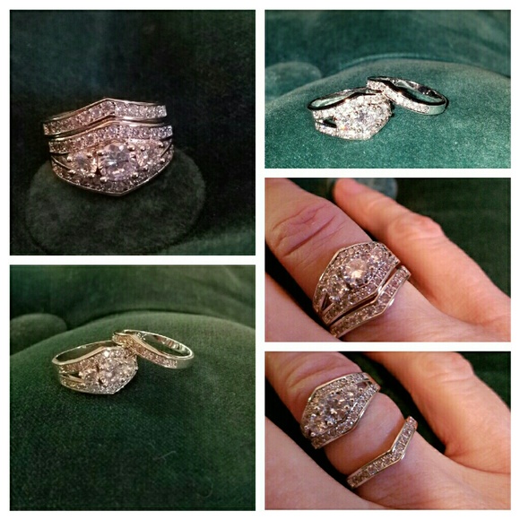 Ring 18K White Gold Filled Cubic Zirconia Gemstone - Picture 3 of 3