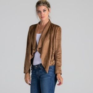 Asymmetrical Suede Jacket with Zipper Pockets