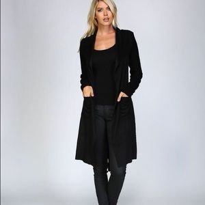 Suede Knit Asymmetrical Long Sweater Jacket