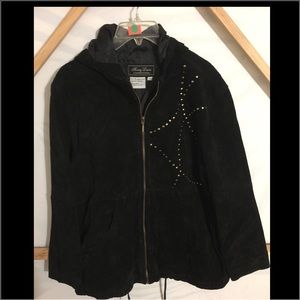 Terry Lewis hooded suede leather jacket
