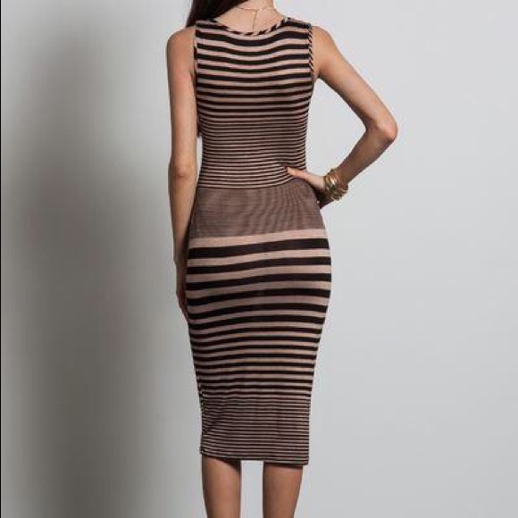 Amerie Taupe Black Stripe Dress - Picture 2 of 2