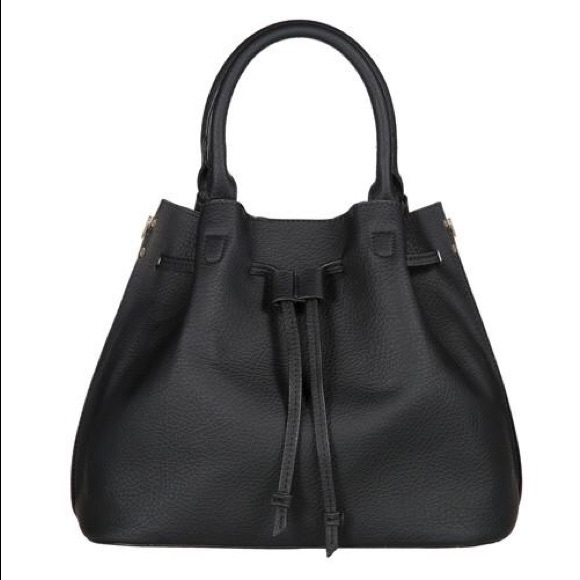 Faux Leather Designer Bucket Satchel Bag Gray - Picture 2 of 4