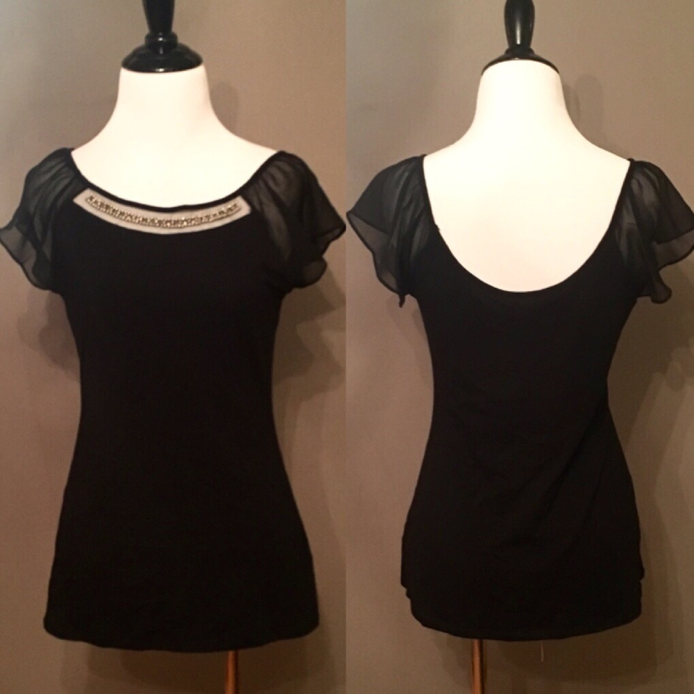 EXPRESS flutter sleeve ballet neck shirt