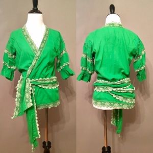 Crochet lace trim Peasant wrap top