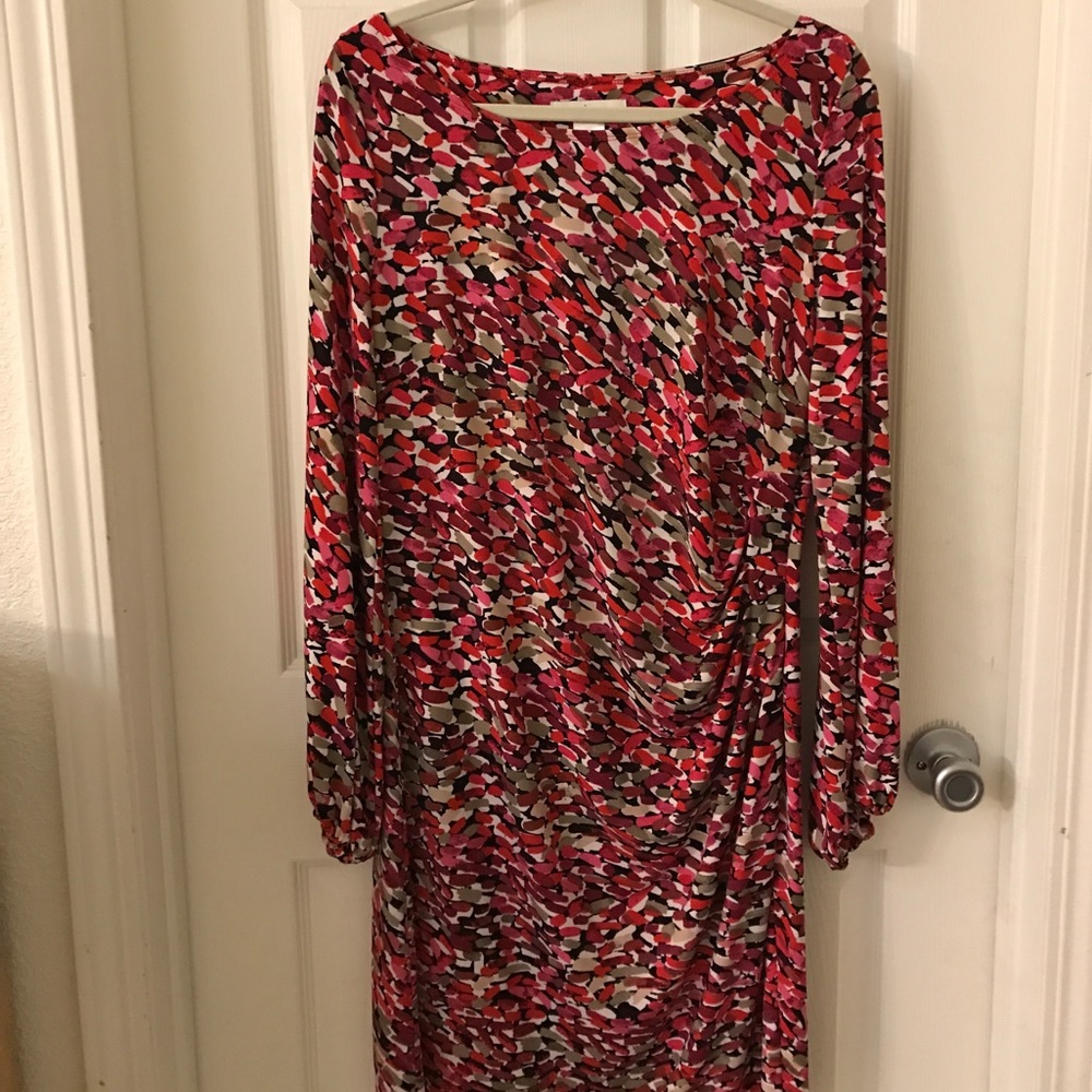 Laundry dress Sz 14 dots split sleeves Pink Red