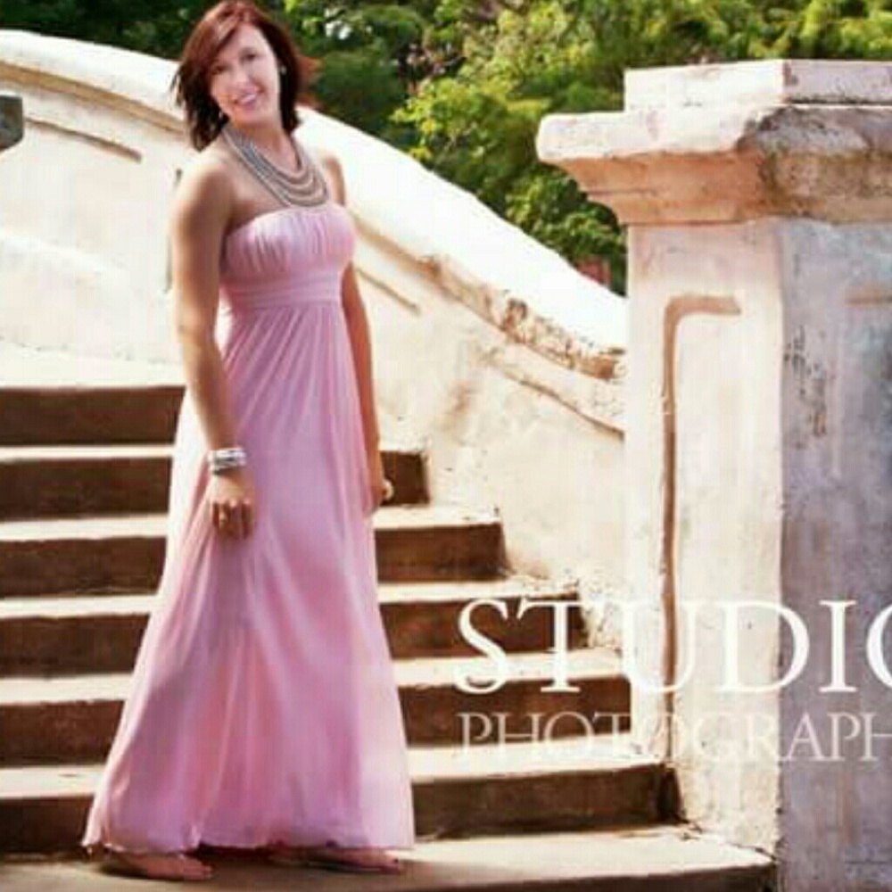 Pink chiffon elegant prom dress