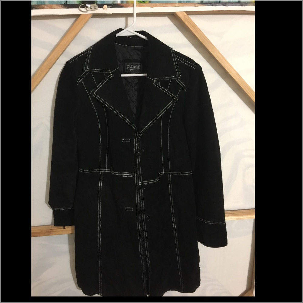 Winlit leather jacket with white seams