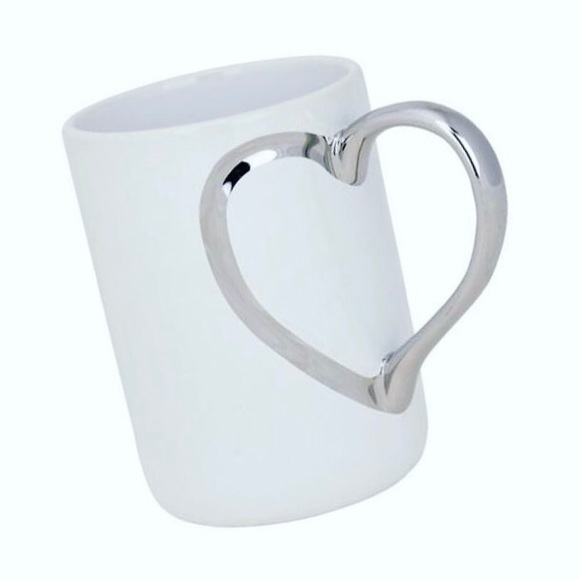 Silver Heart Handle Porcelain Mug - Picture 1 of 1