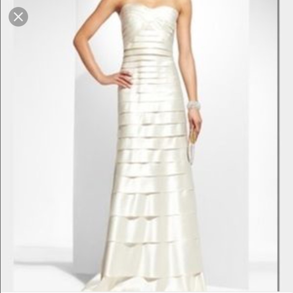 YELLOW BCBG Tiered Silk Gown perfect condition 2