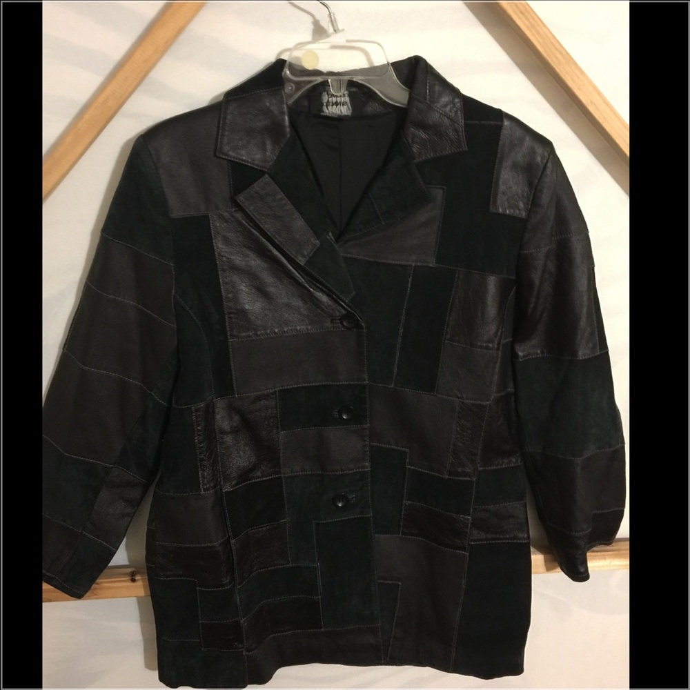 Dennis Basso vintage patchwork leather jacket
