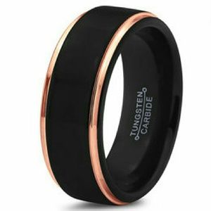 Black Tungsten carbide ring wedding band 18k