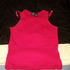 Firm price  Red bra tank top with Rhinestone showoff straps- final price$