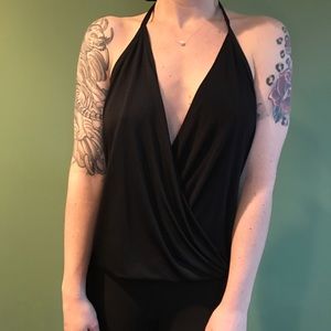 Halter plunge neck top