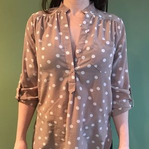 Cream and polka dot silk tunic