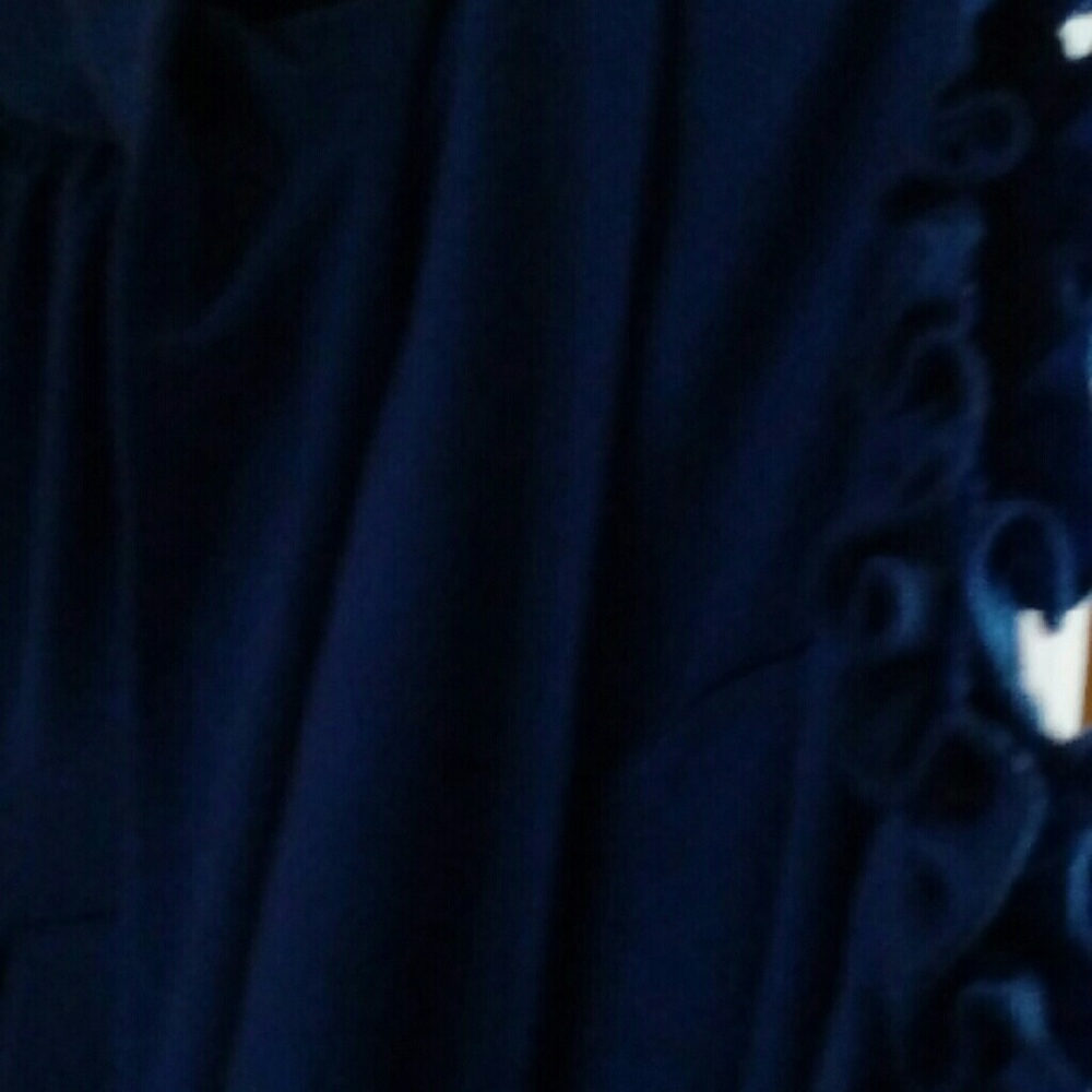 Blue dress, bow collar