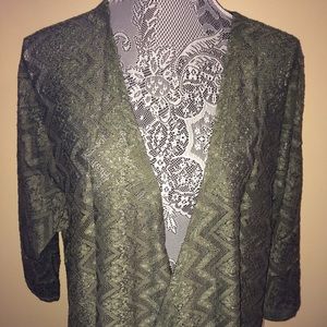 Lularoe medium olive lace Lindsey Kimono NWT