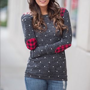 Buffalo Plaid &a Polka Dot Sweater - Mon Ami