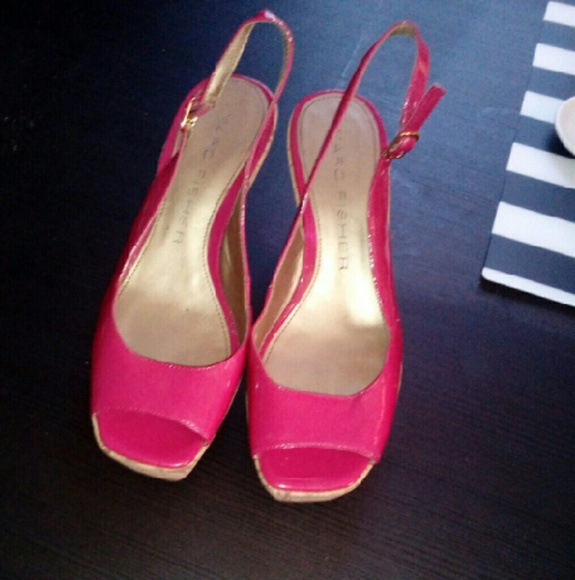 Pink peep toe wedges - Picture 1 of 1