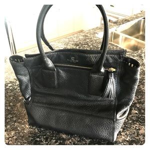 Kate Spade black leather tote bag.
